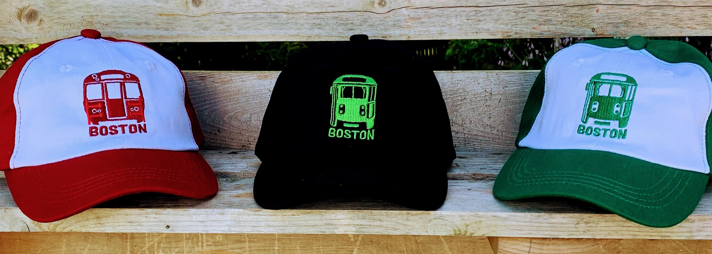 Youth Boston MBTA Subway Train embroidered baseball caps