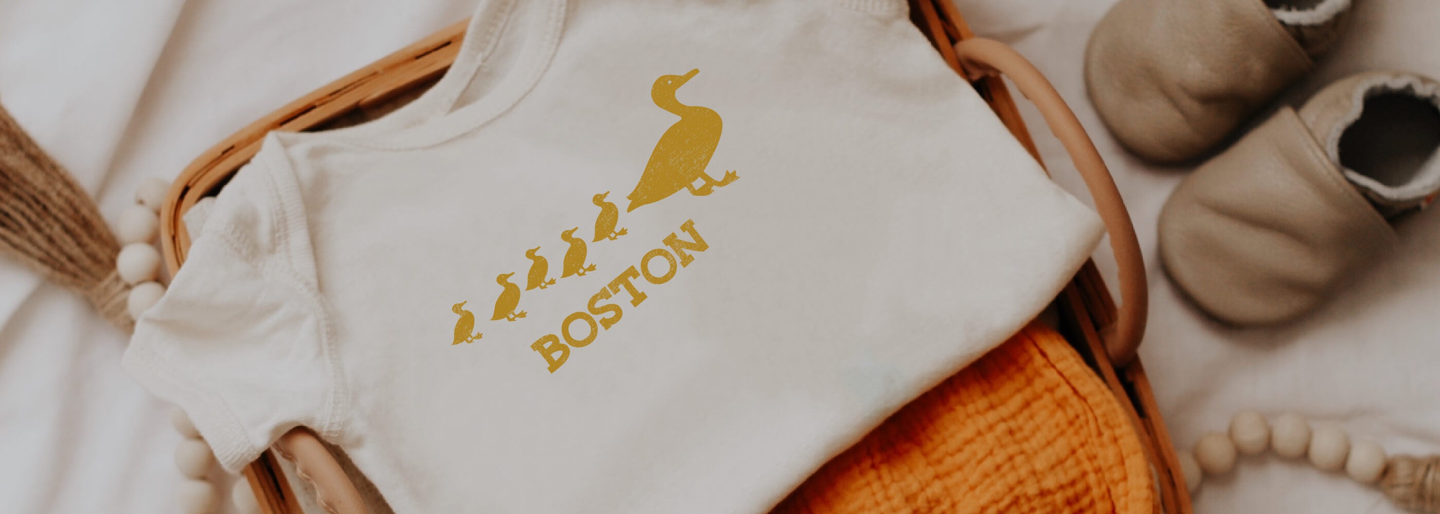 Boston Ducklings Onesie Baby Gift - Natural Color