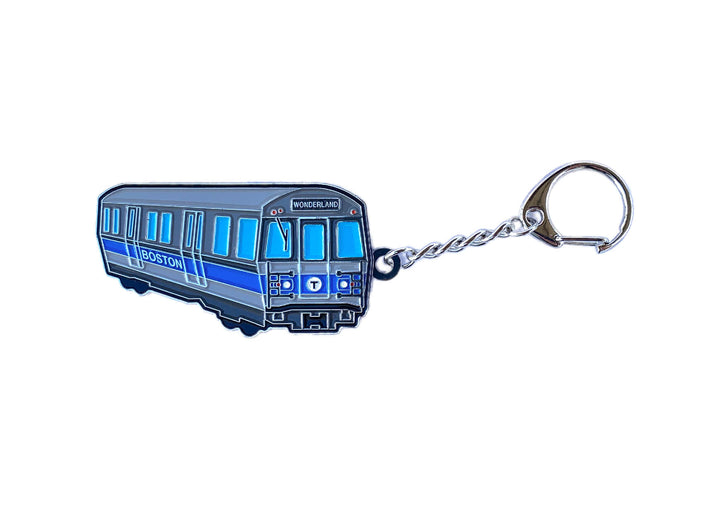 Boston MBTA Blue Line Train Metal Keychain