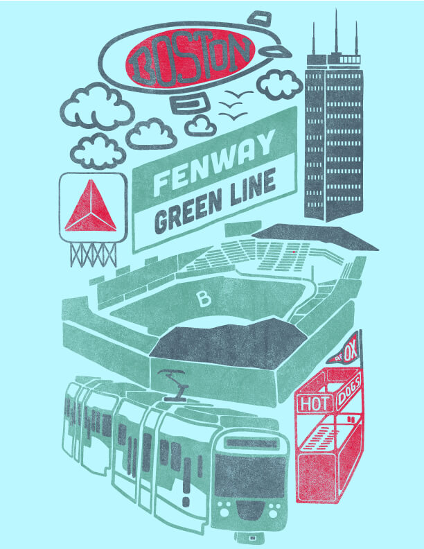 Hand Drawn Boston Kids T-Shirt Collection