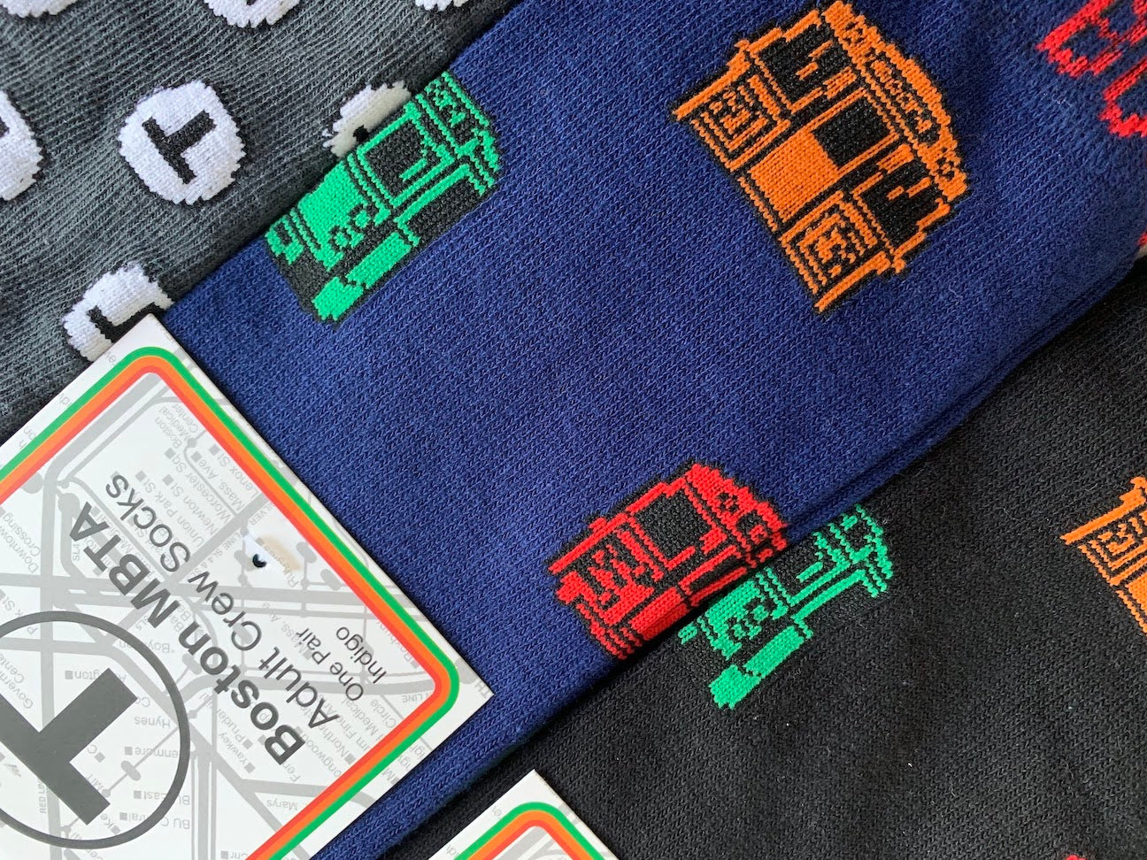 fun Boston MBTA-themed adult socks