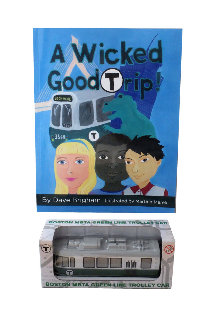 MBTA kids picture book and Green Line mini green line trolley toy for discount price