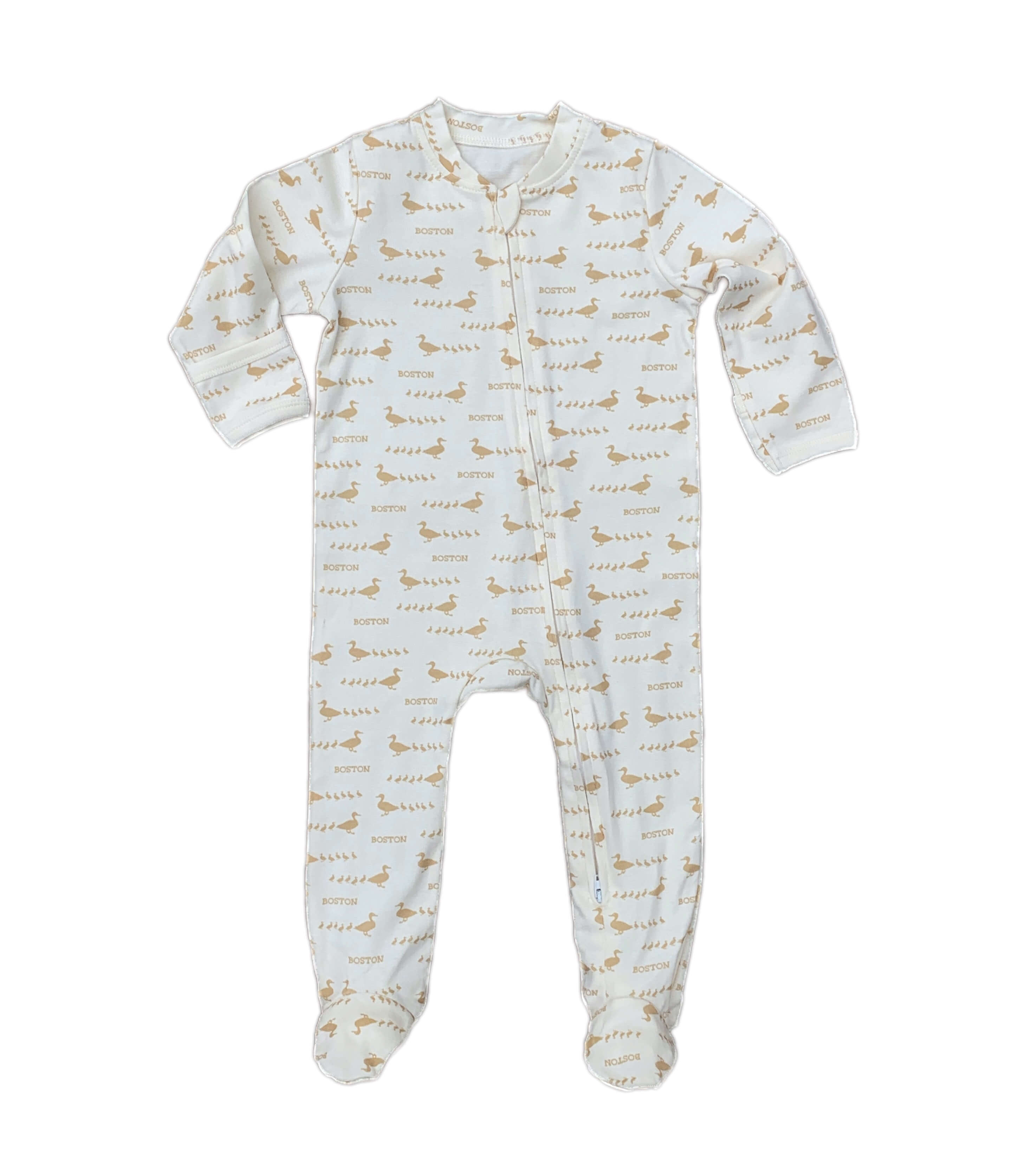Boston Ducklings Zip Onesie - Natural