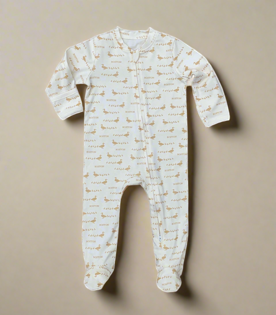 Boston Ducklings Zip Onesie - Natural