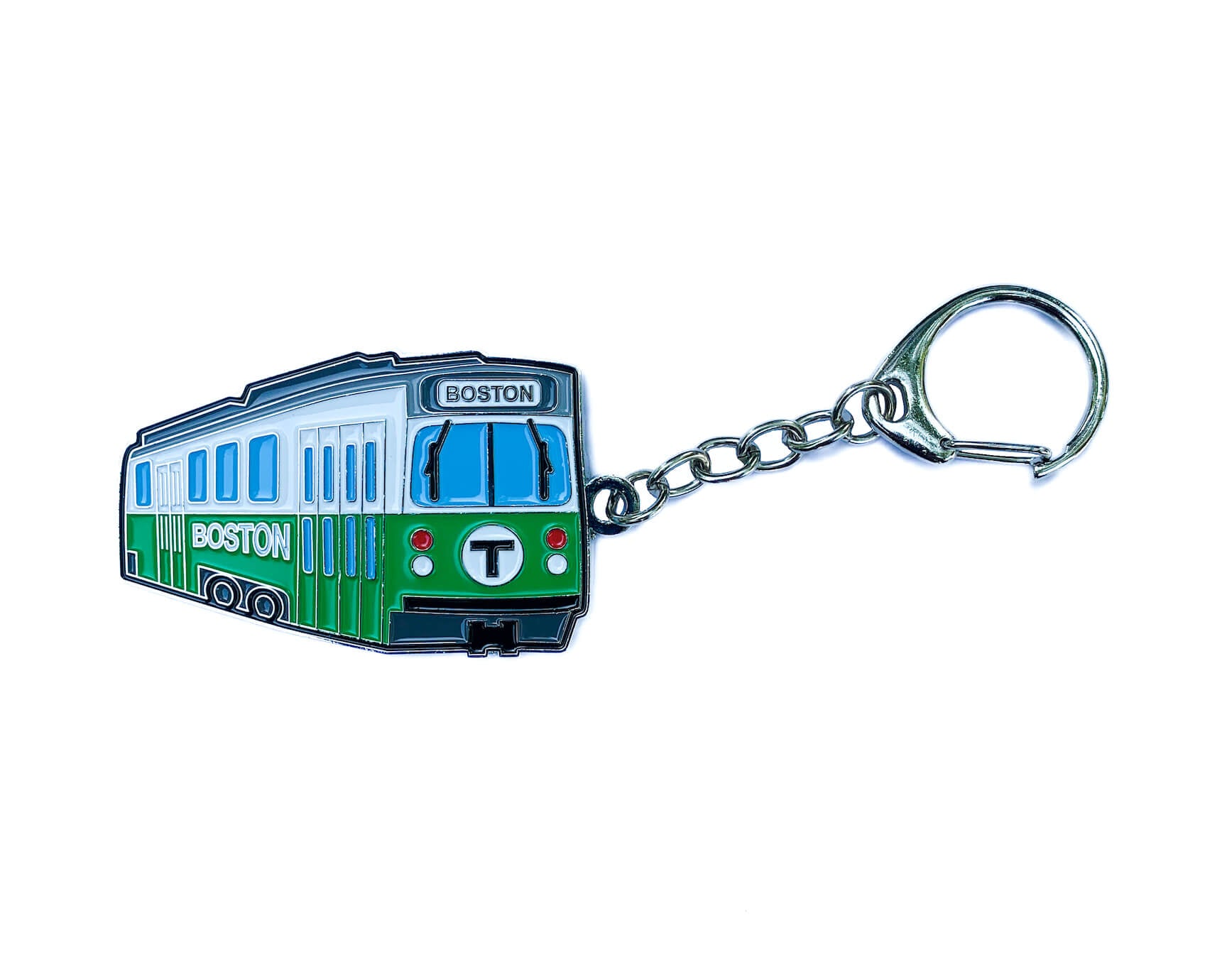 Boston MA MBTA Green Line Trolley Metal Keychain Souvenir