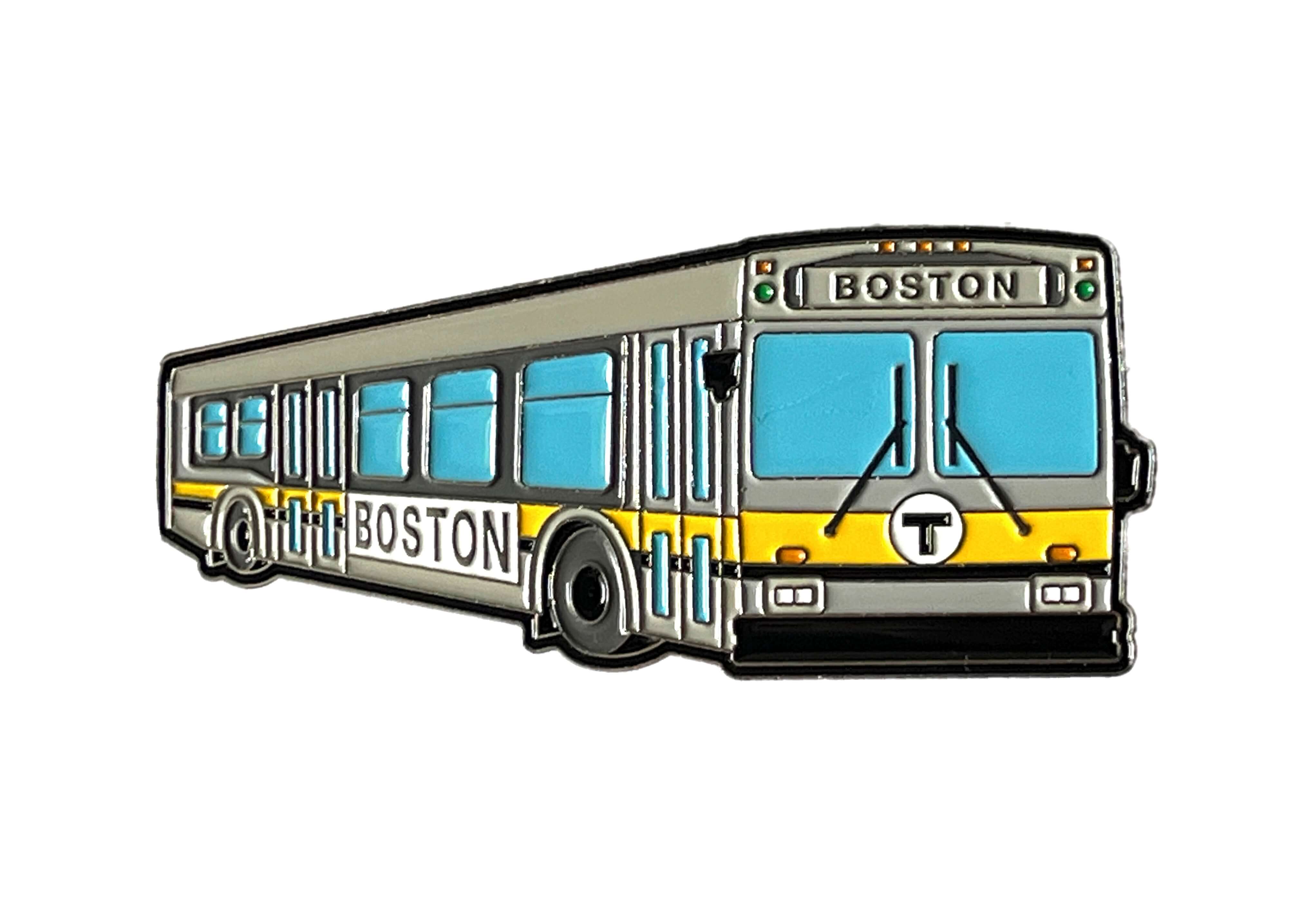 Metal and epoxy Boston MBTA yellow bus refrigerator magnet