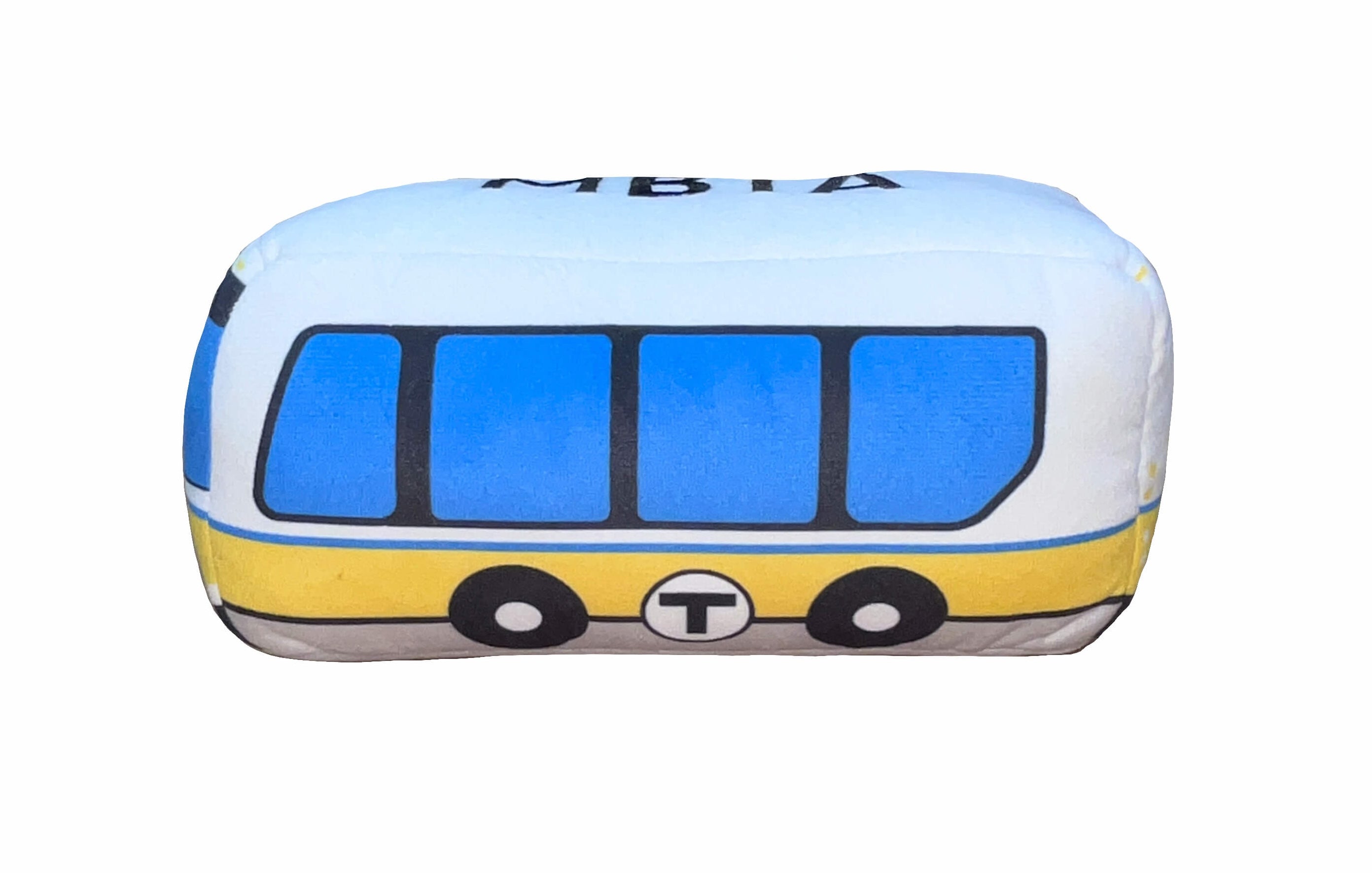 Boston MBTA bus plush toy pillow stuffie leftside view
