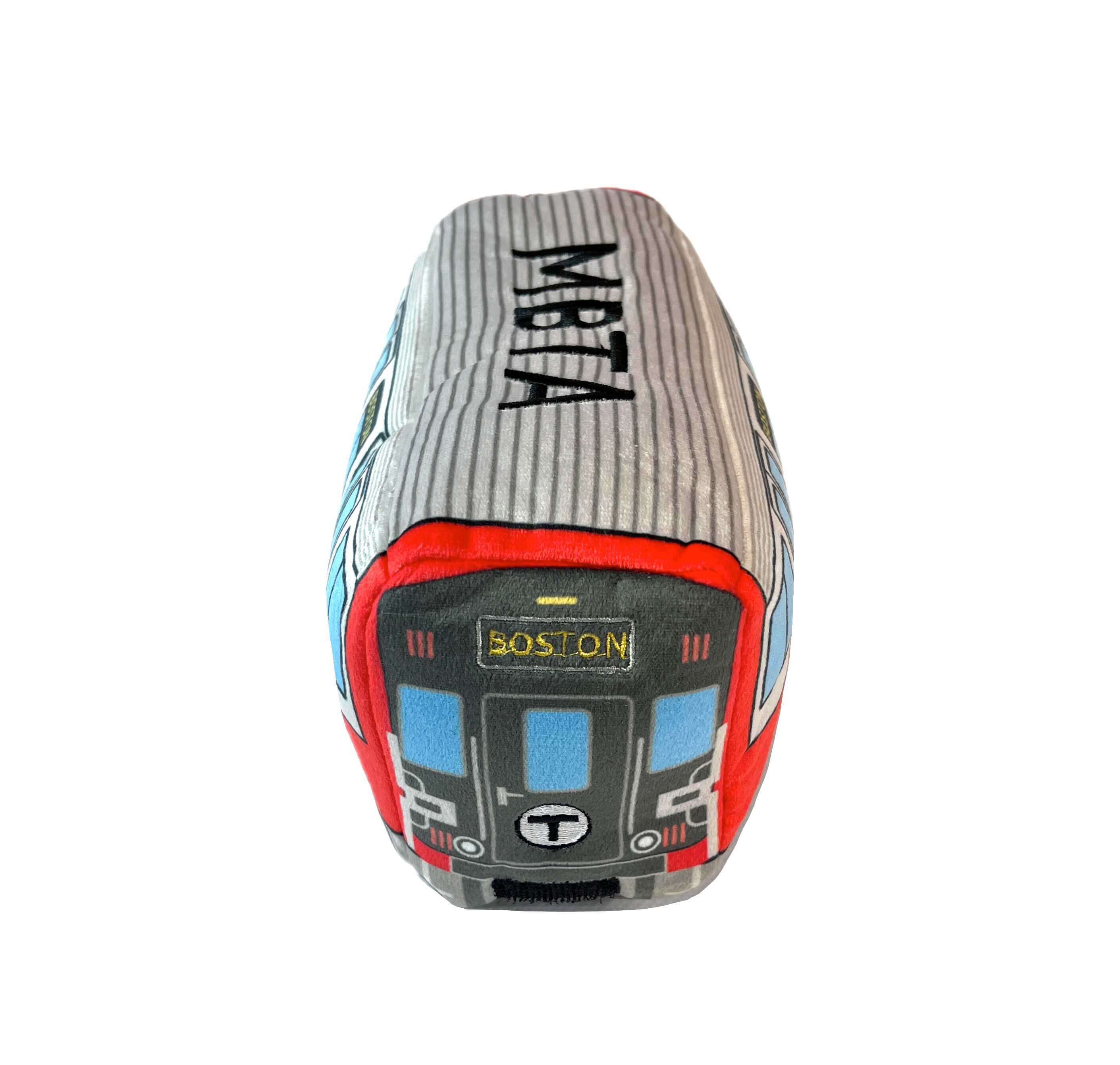 Boston Red Line Subway Train plush toy with embroidered MBTA text