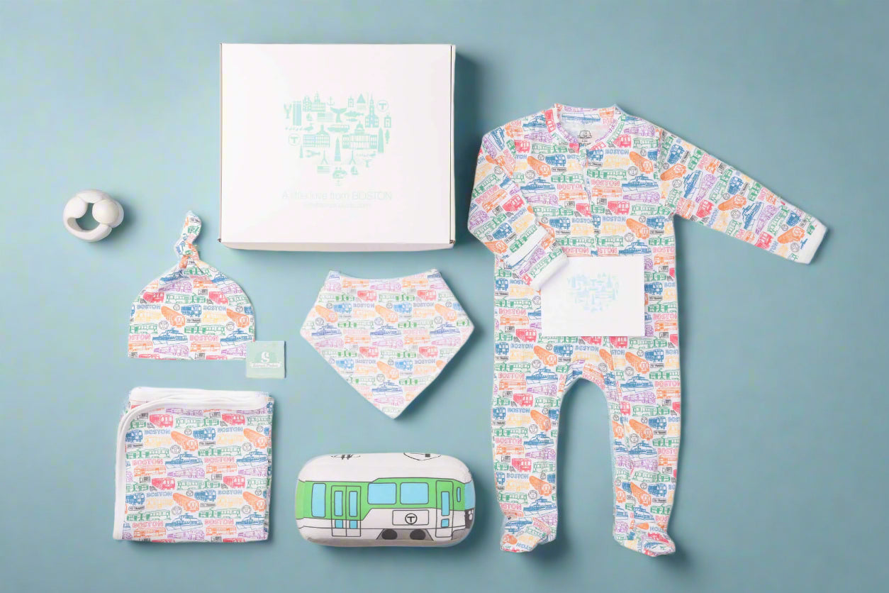 Deluxe Boston MBTA baby gift box