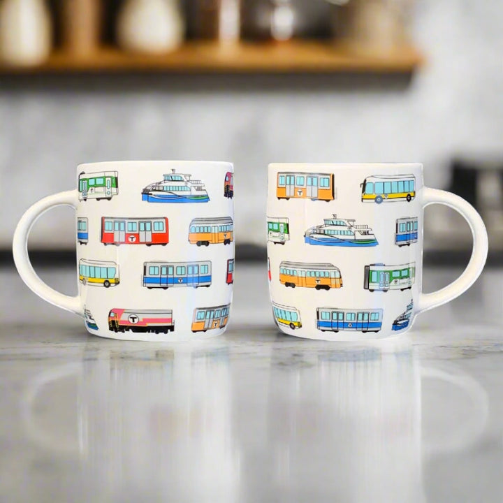 Two Transit Vehicles of the MBTA Coffee Mugs – Sidetrack Products