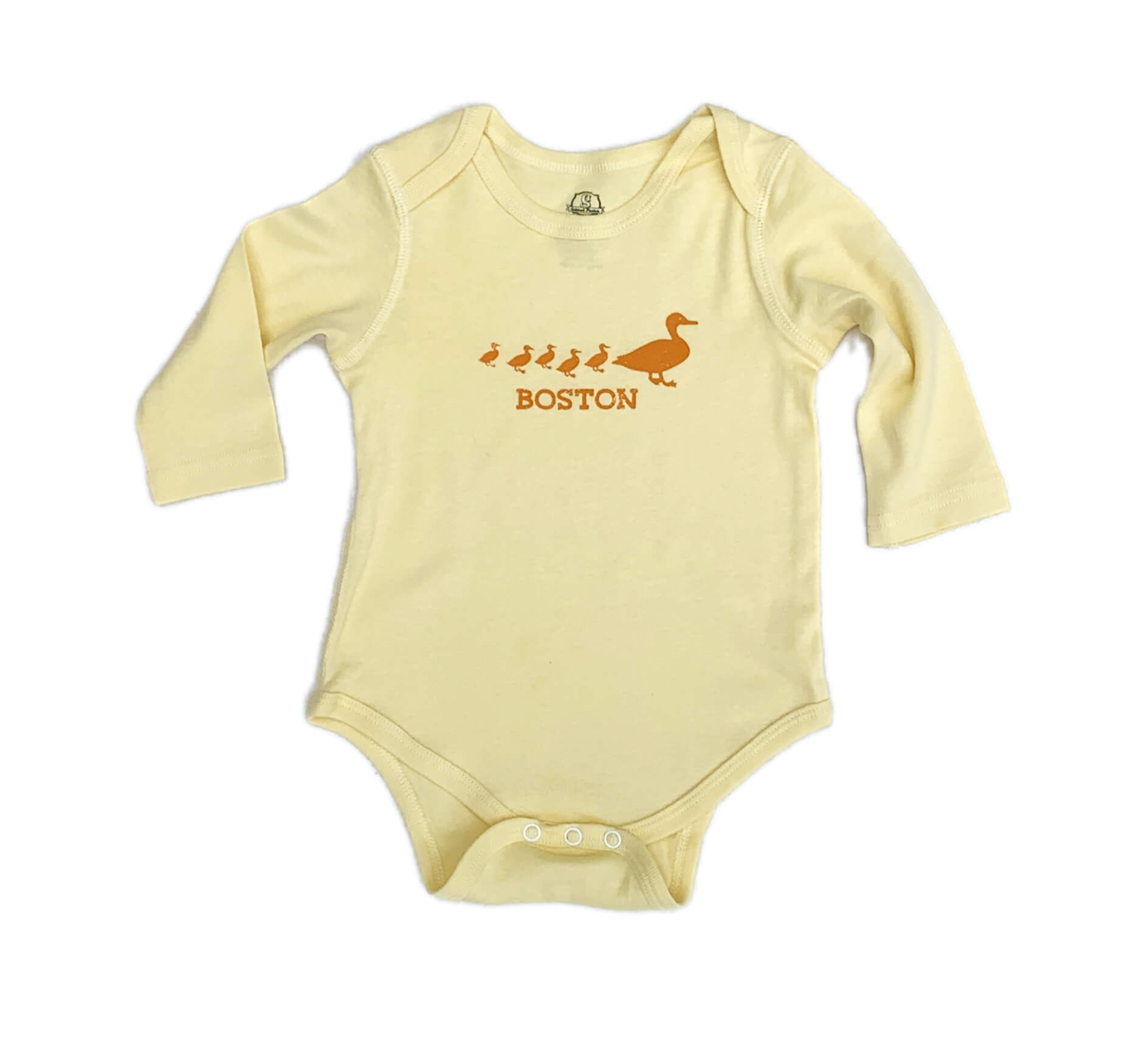 Make Way for Ducklings Boston long sleeve yellow onesie