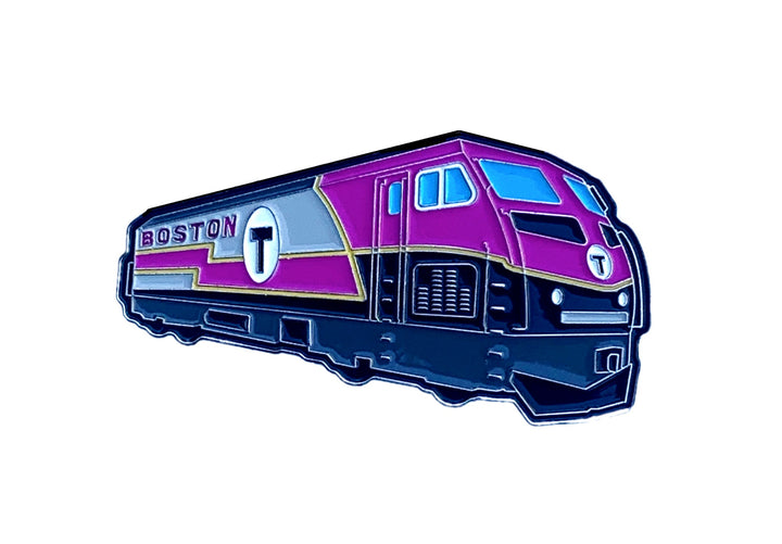 Boston MBTA Purple Line Commuter Rail train metal souvenir refrigerator magnet