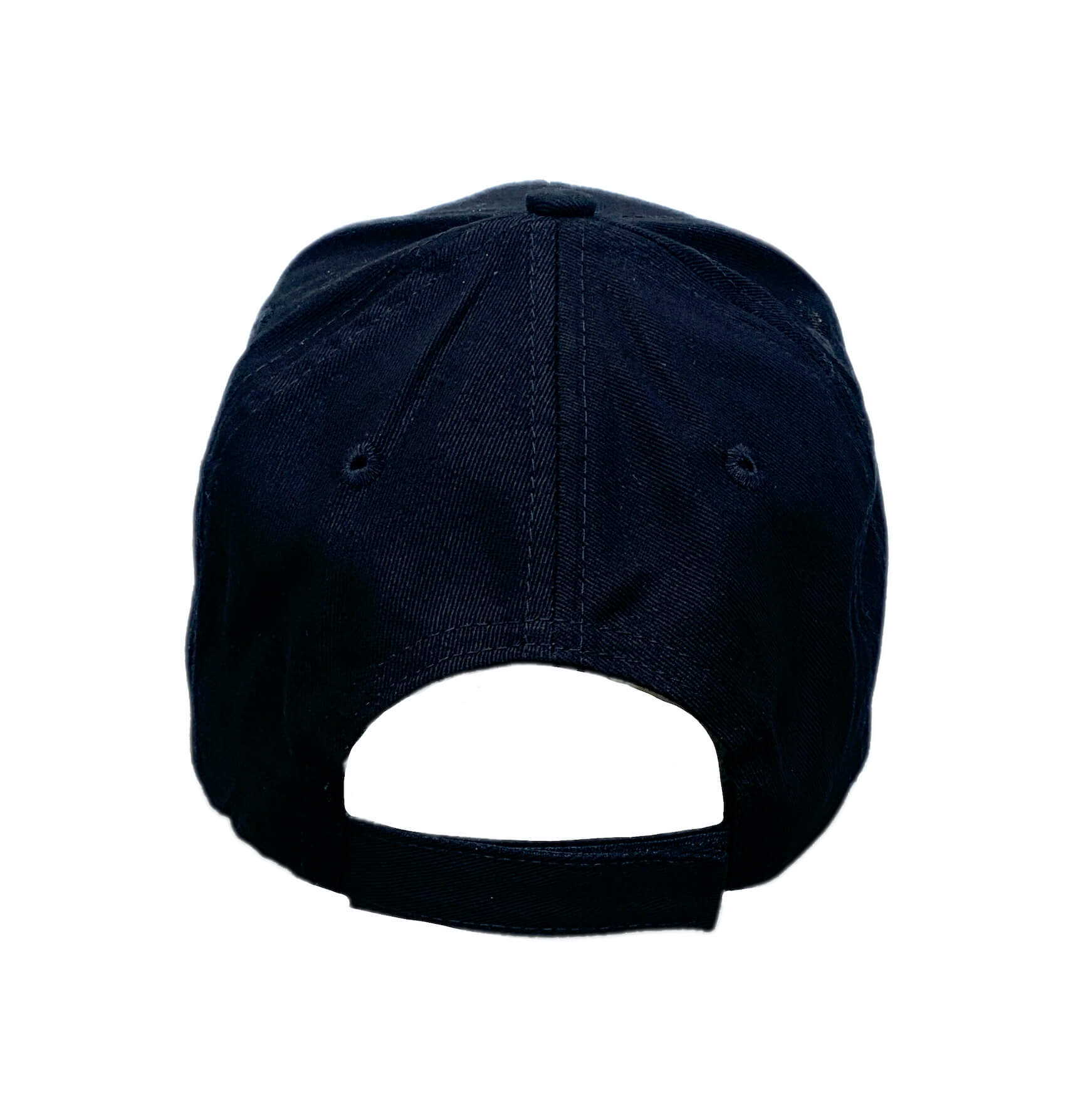 Back view of black youth cap with puff embroidered MBTA T Logo