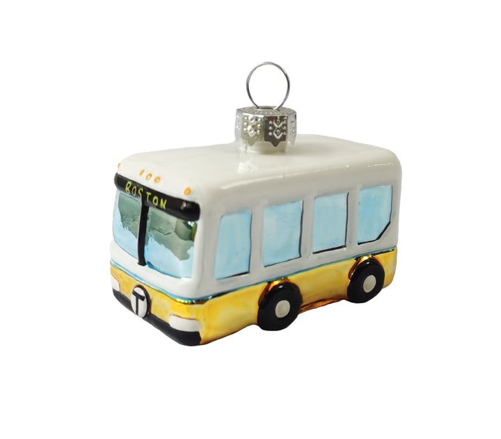 MBTA Bus Glass Ornament