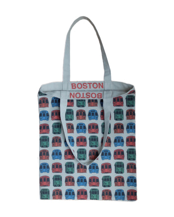MBTA Train Pattern Canvas Tote Bag | Sidetrack Products