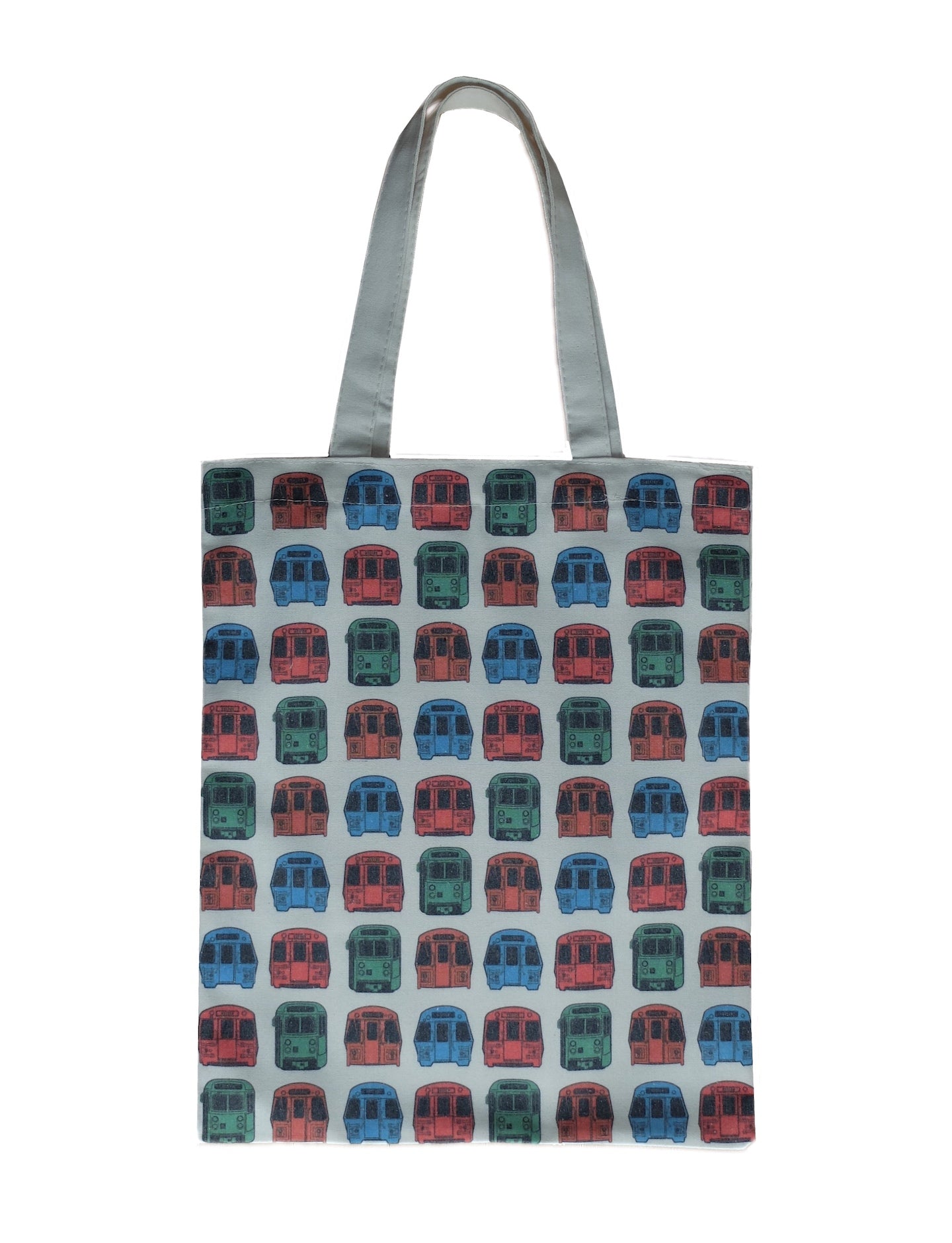 Boston MBTA subway train pattern cotton canvas shopping tote bag