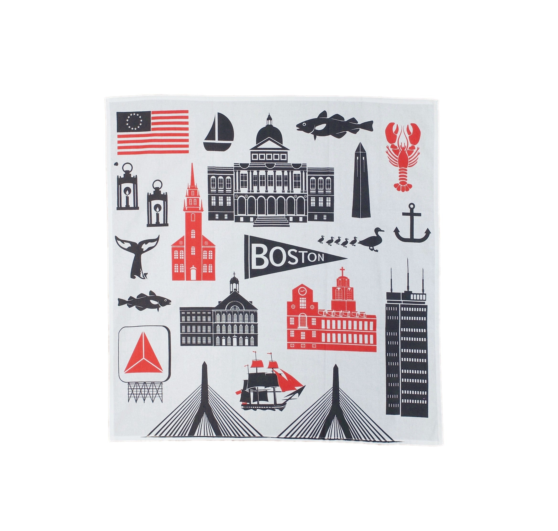 Iconic Boston Souvenir Kitchen Tea Towel