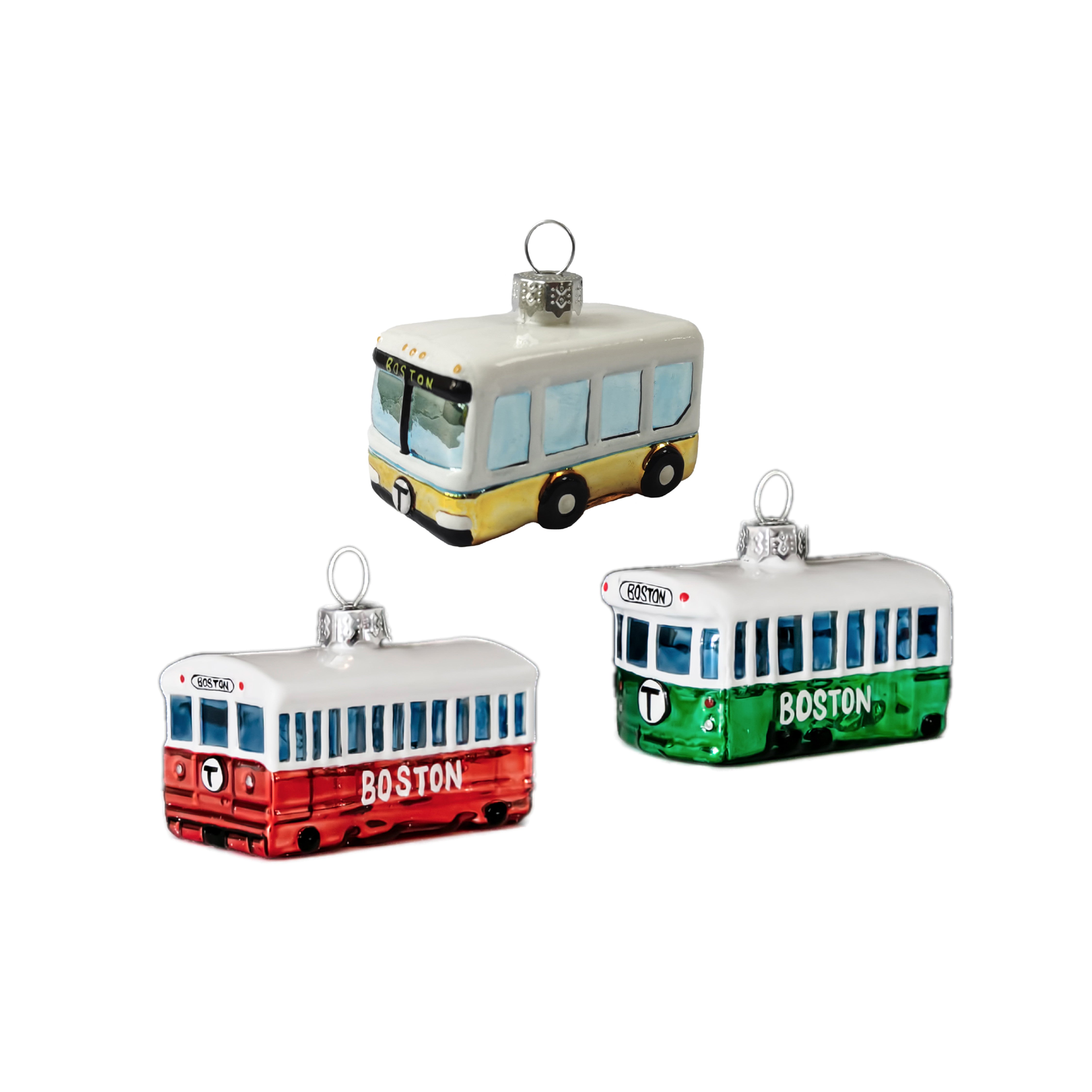 MBTA Glass Holiday Ornament Bundle