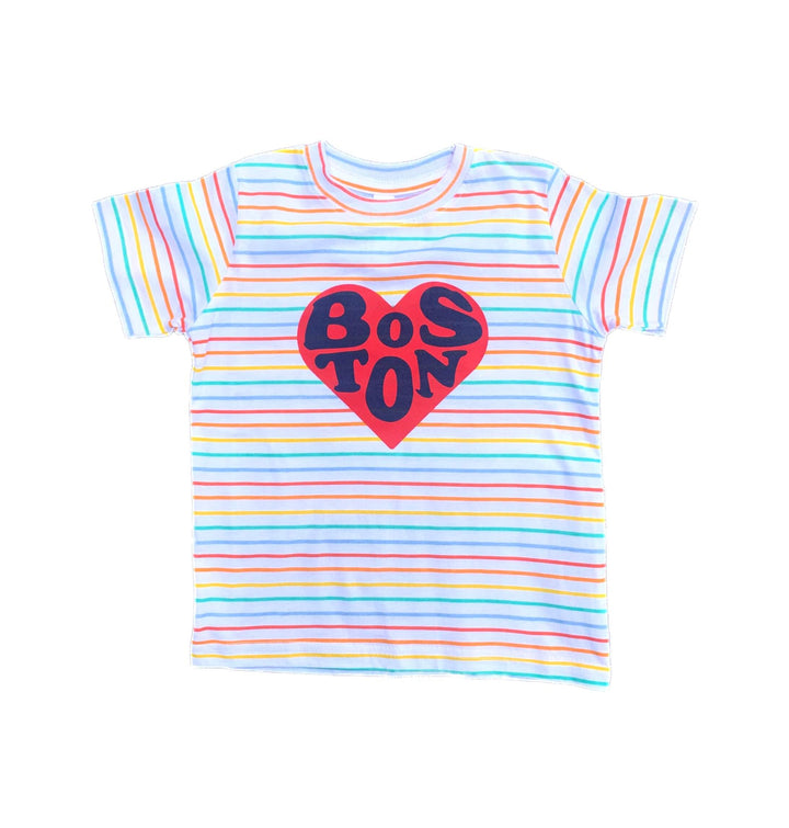 Toddler Heart Boston Tee - Rainbow Stripe
