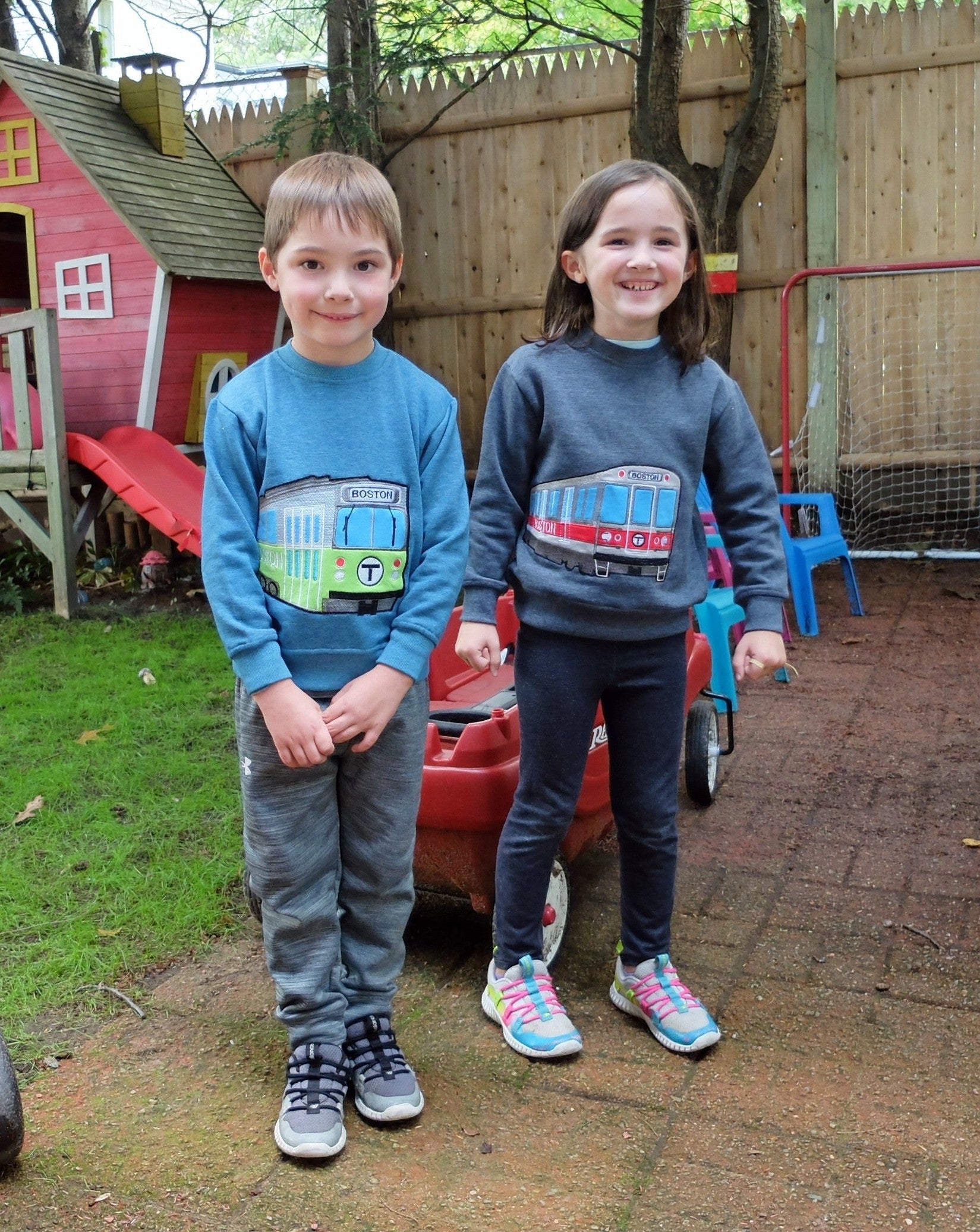 Boston MBTA Trolley and Train Applique Sweatshirts for Toddlers