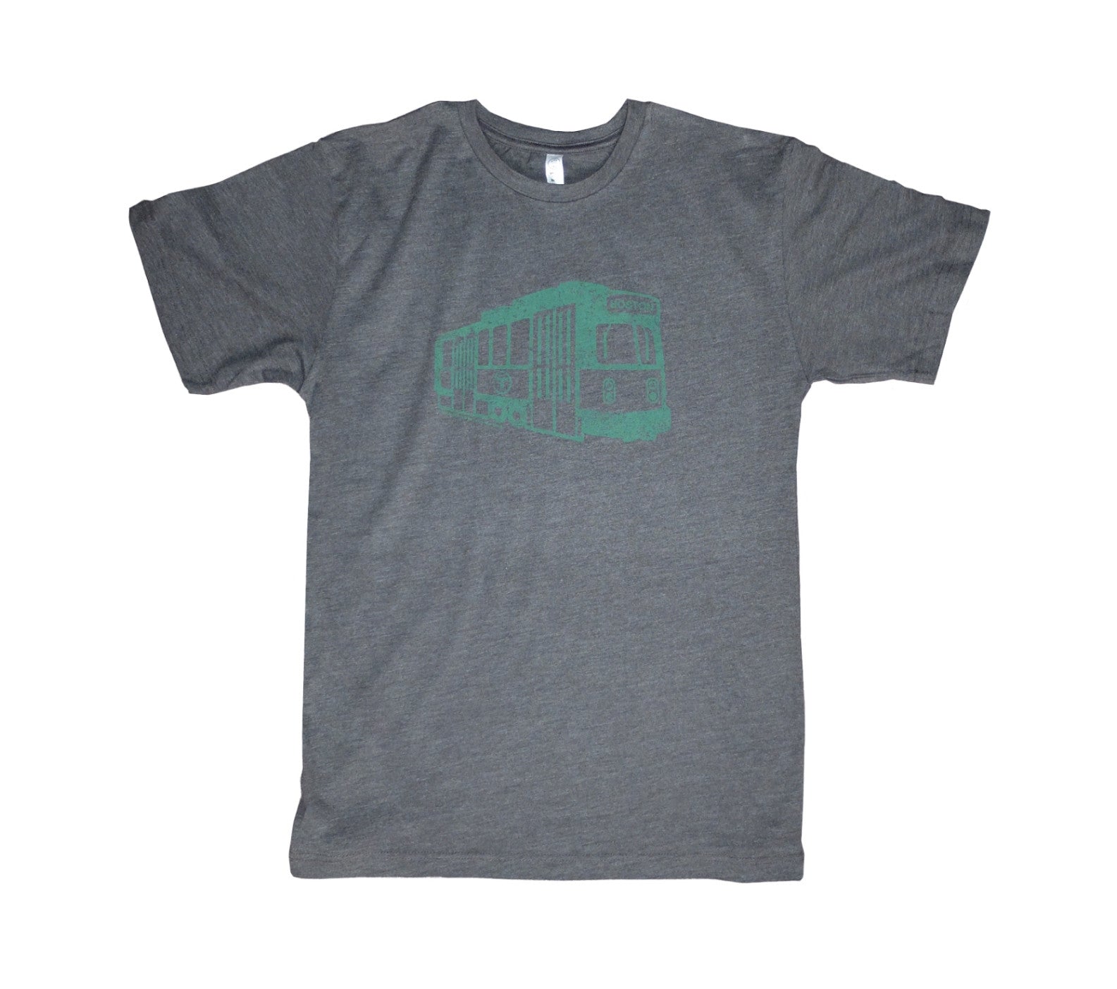 Adult Boston MBTA Green Line subway trolley t-shirt - heather charcoal