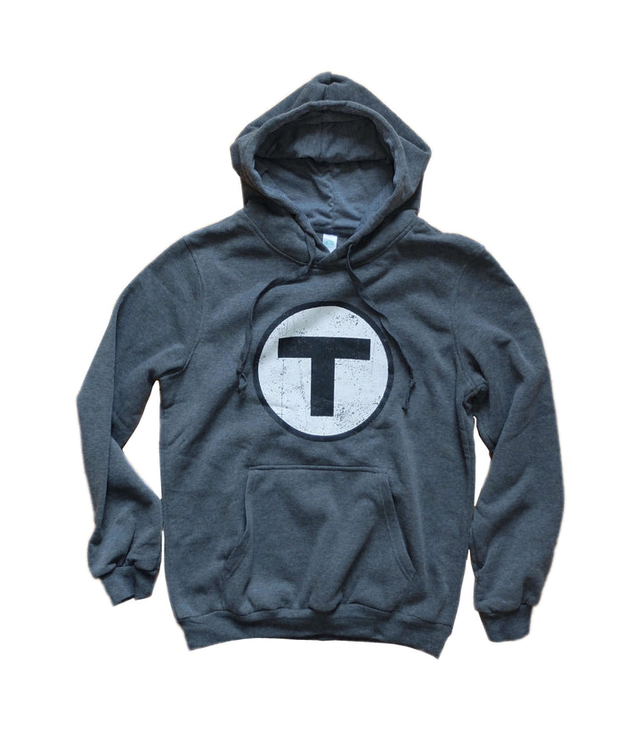 Adult Boston MBTA T Logo Charcoal Grey Hoodie