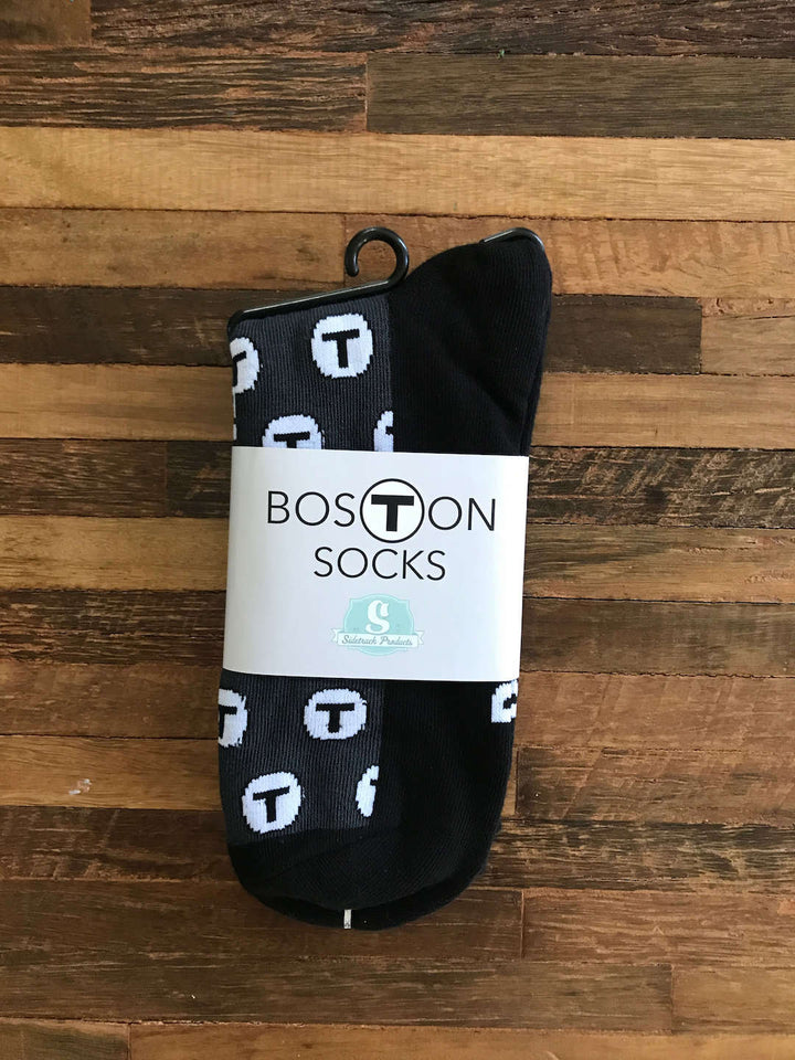 Boston MBTA T Logo Socks in Package