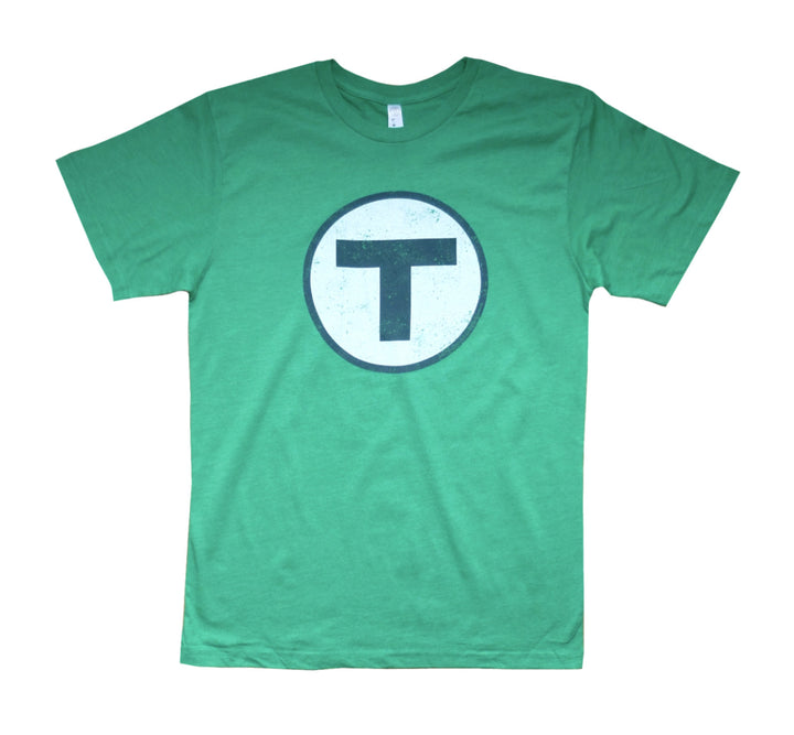 Adult Boston MBTA T Logo Vintage Green T-shirt