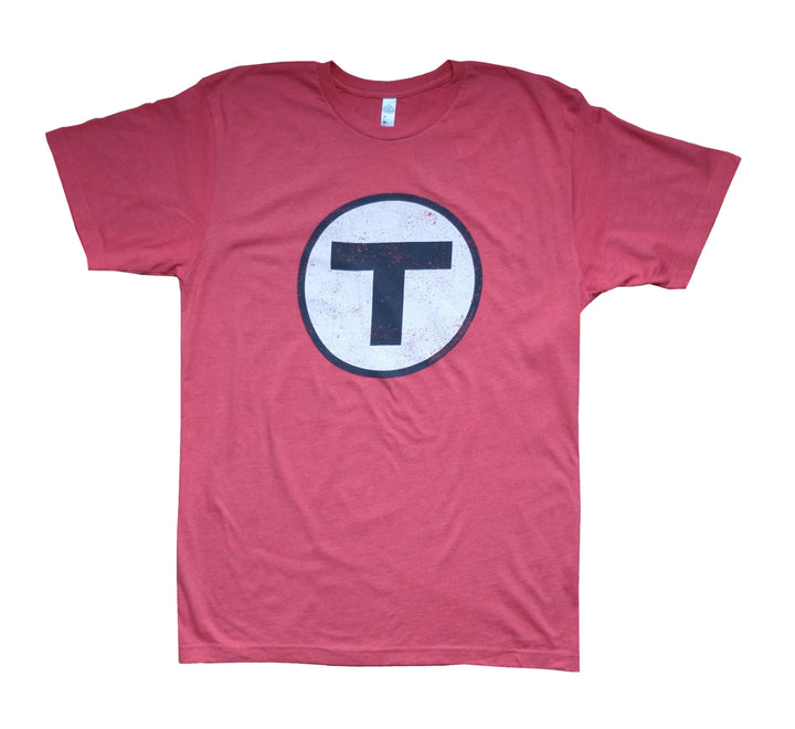 Adult Boston MBTA T Logo vintage red t-shirt