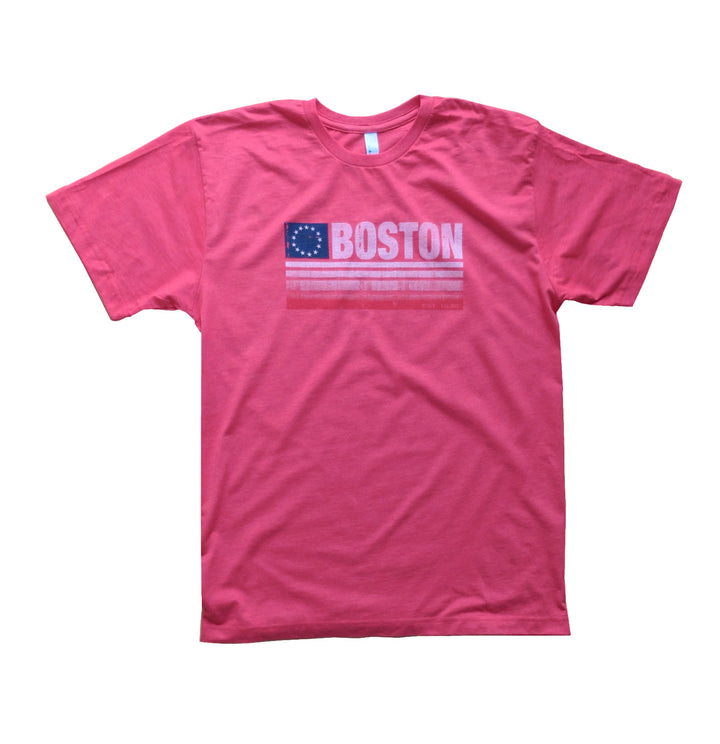 Adult Boston USA Flag T-shirt - Heather Red
