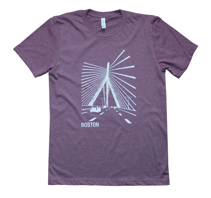 Adult Boston Zakim Bridge T-Shirt - Heather Maroon