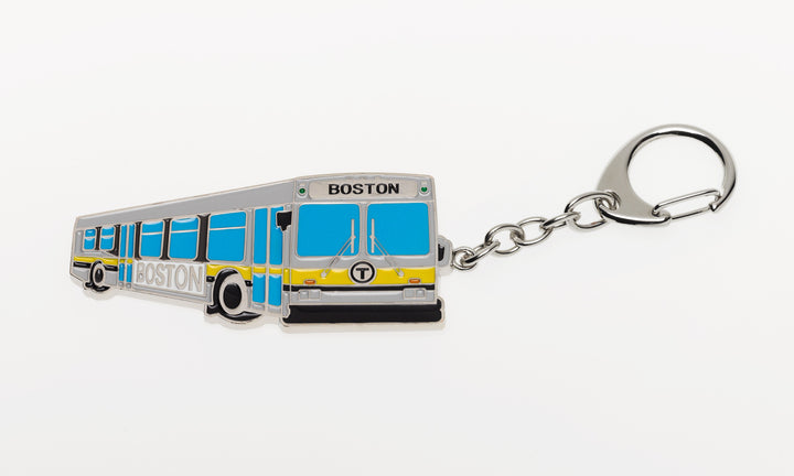 Boston MBTA Yellow Bus metal keytag / keychain souvenir