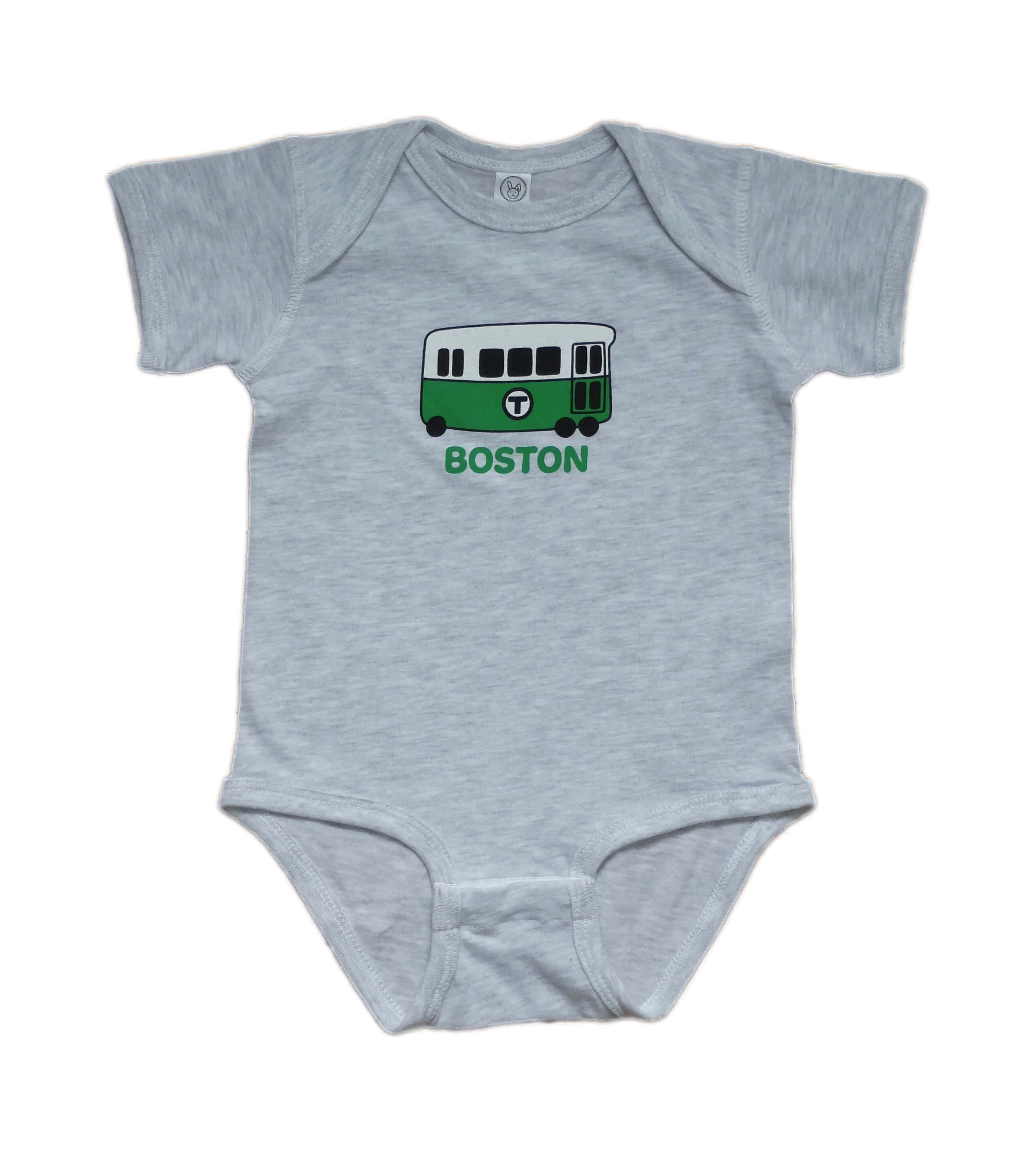 Hand Drawn MBTA Green Line Trolley Onesie - Ash Grey