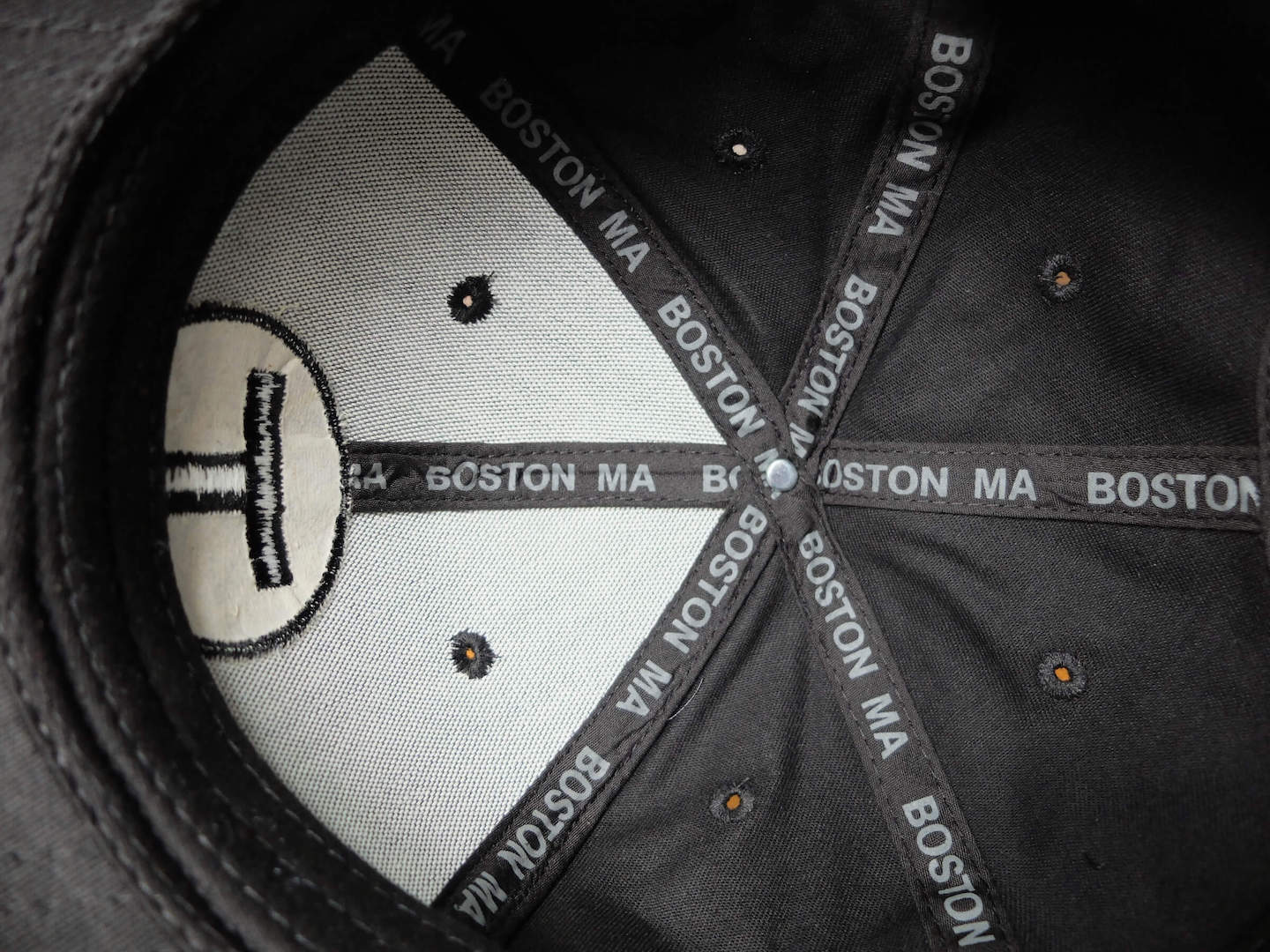 Black mbta logo hat custom inner taping