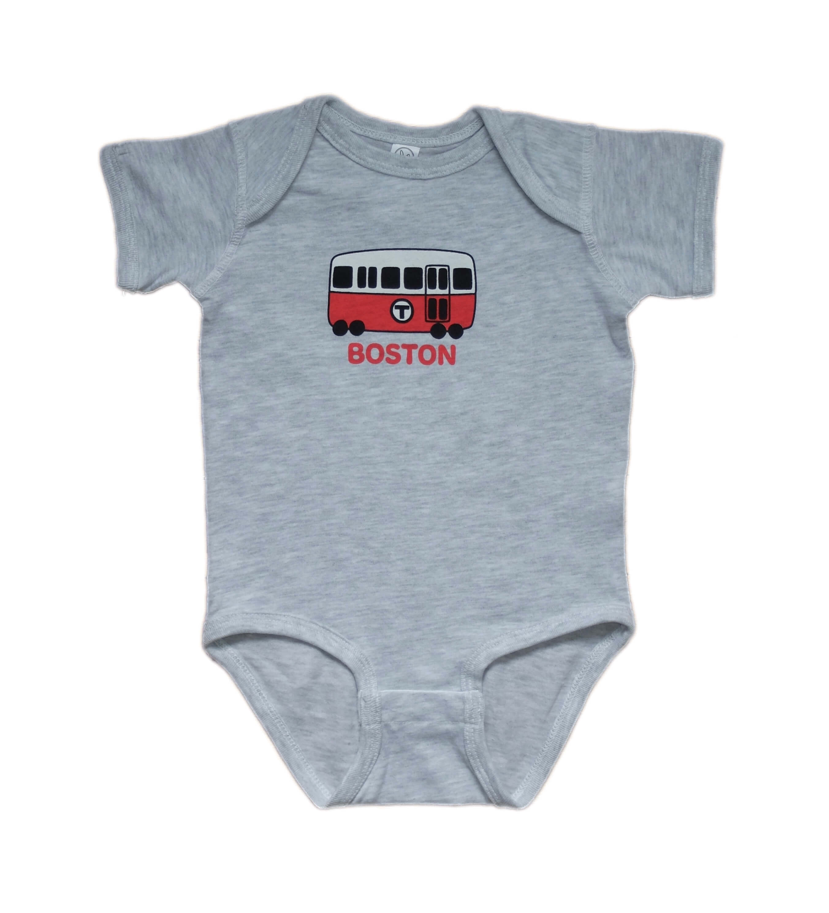 Hand Drawn Boston Red Line Train Onesie - Ash Grey