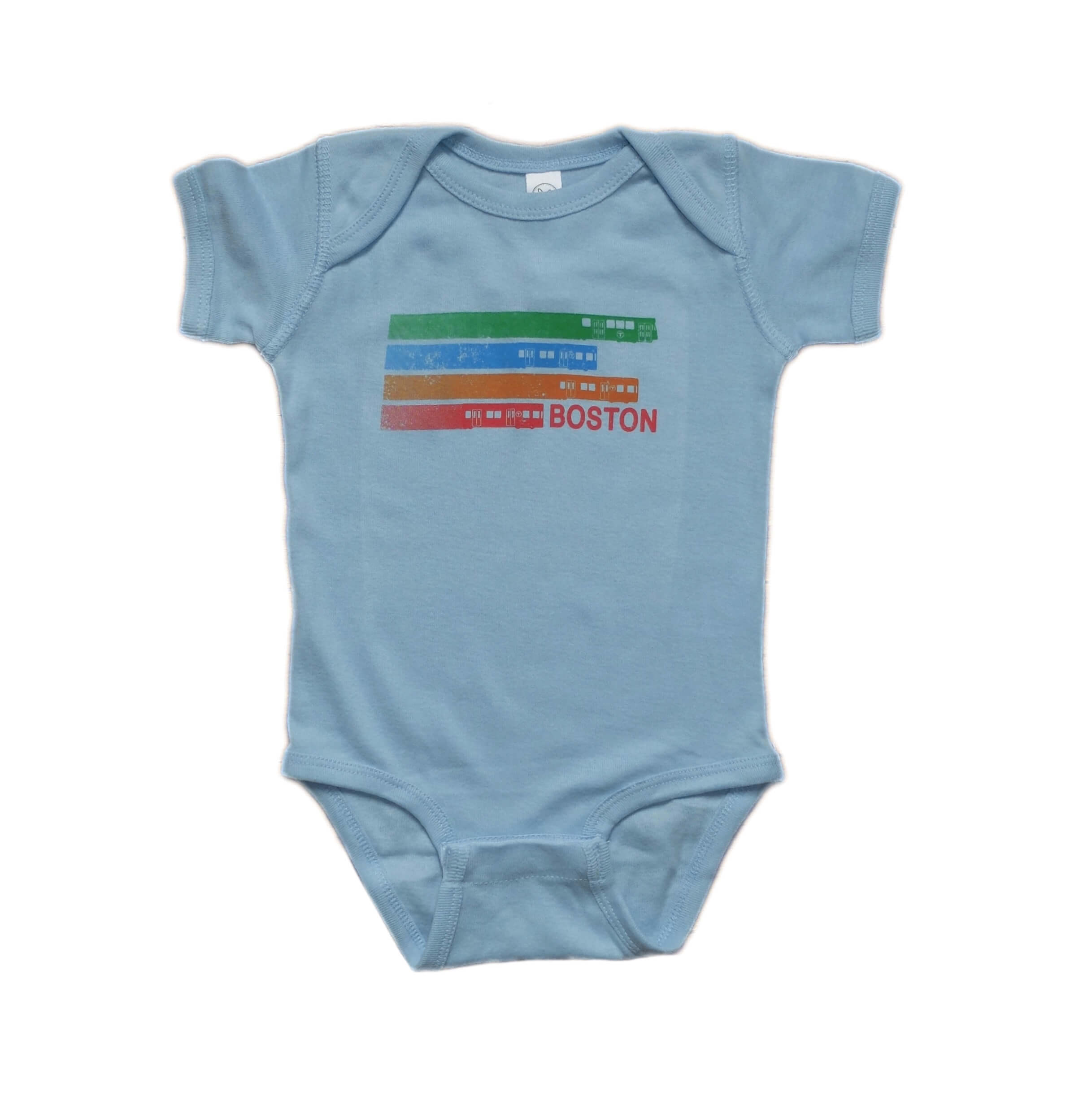 MBTA SubwayTrains Light Blue Onesie