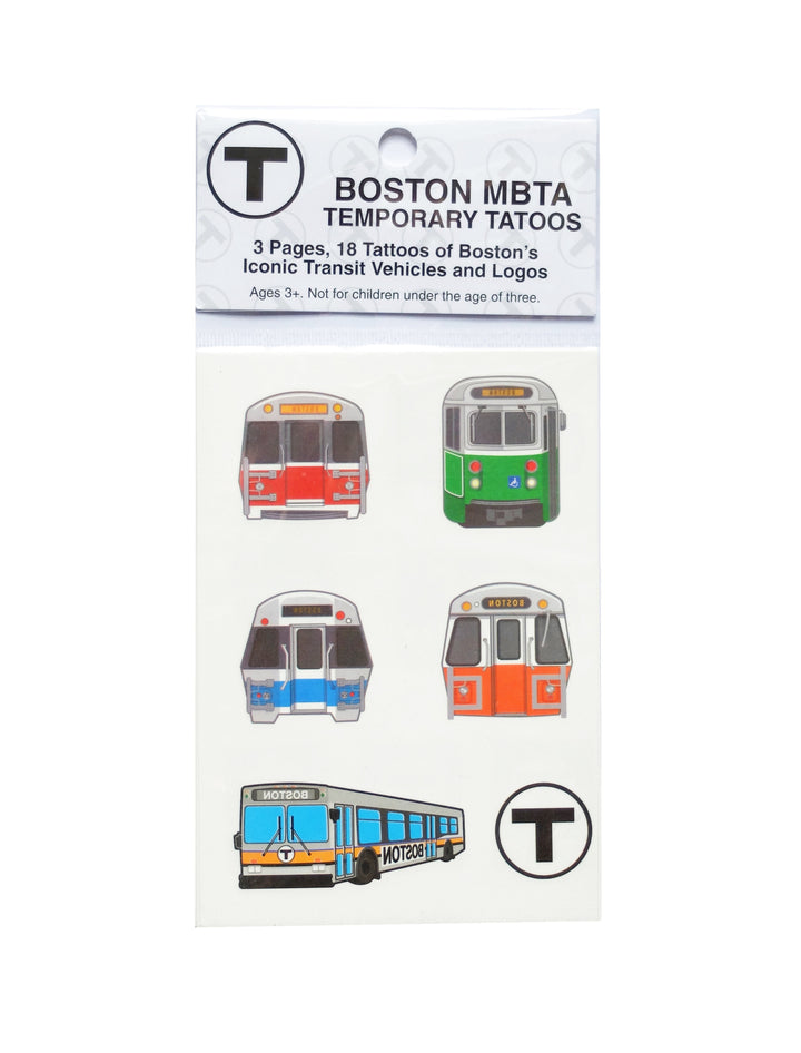 Boston MBTA Logo and Train Temporary Tattoos Pack