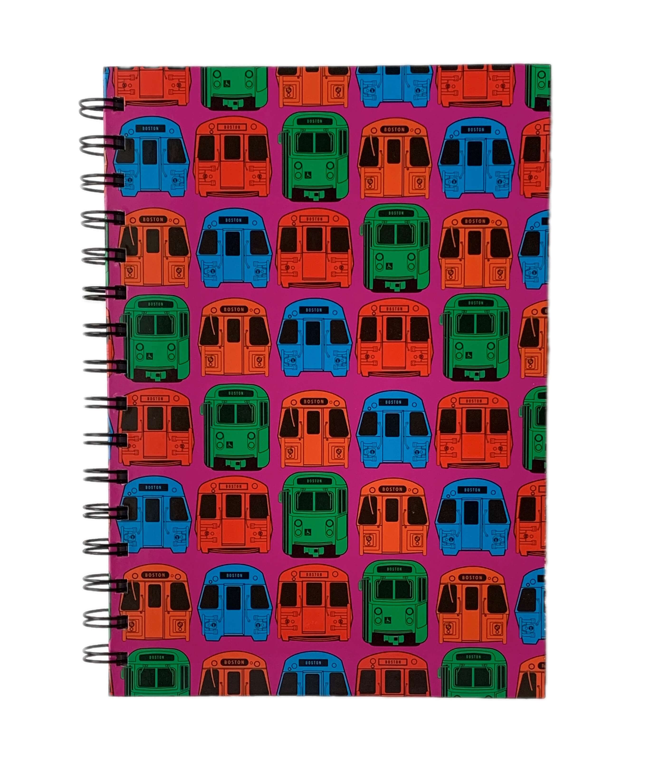 MBTA subway themed spiral notebook - pink