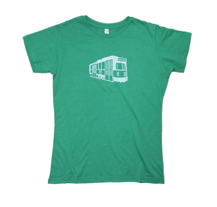 Ladies Boston MBTA Green Line Trolley T-shirt - Heather Green