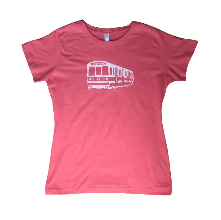 Women's Boston MBTA Red Line subway train tee - Heather Red