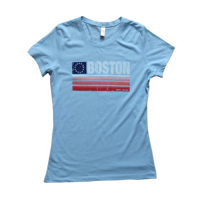 Women's Boston USA Flag t-shirt - light heather blue