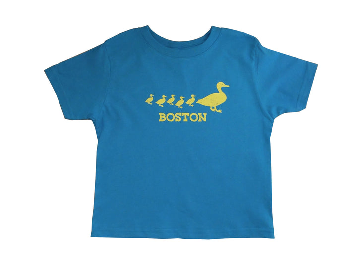 Toddler Cobalt Blue T-shirt with Yellow Make Way for Ducklings Boston graphic
