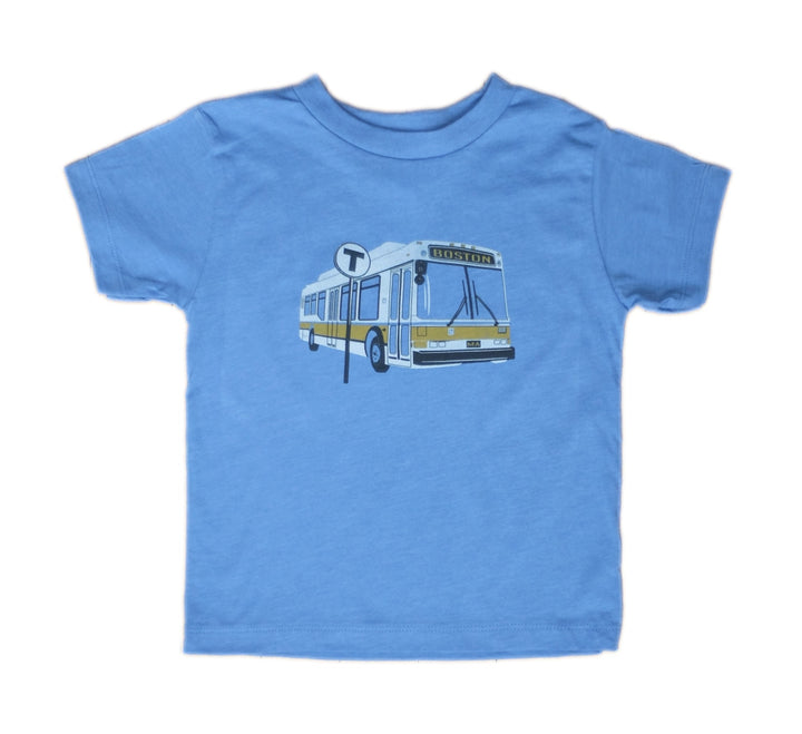 Toddler Boston MBTA Bus grahic t-shirt - heather columbia blue
