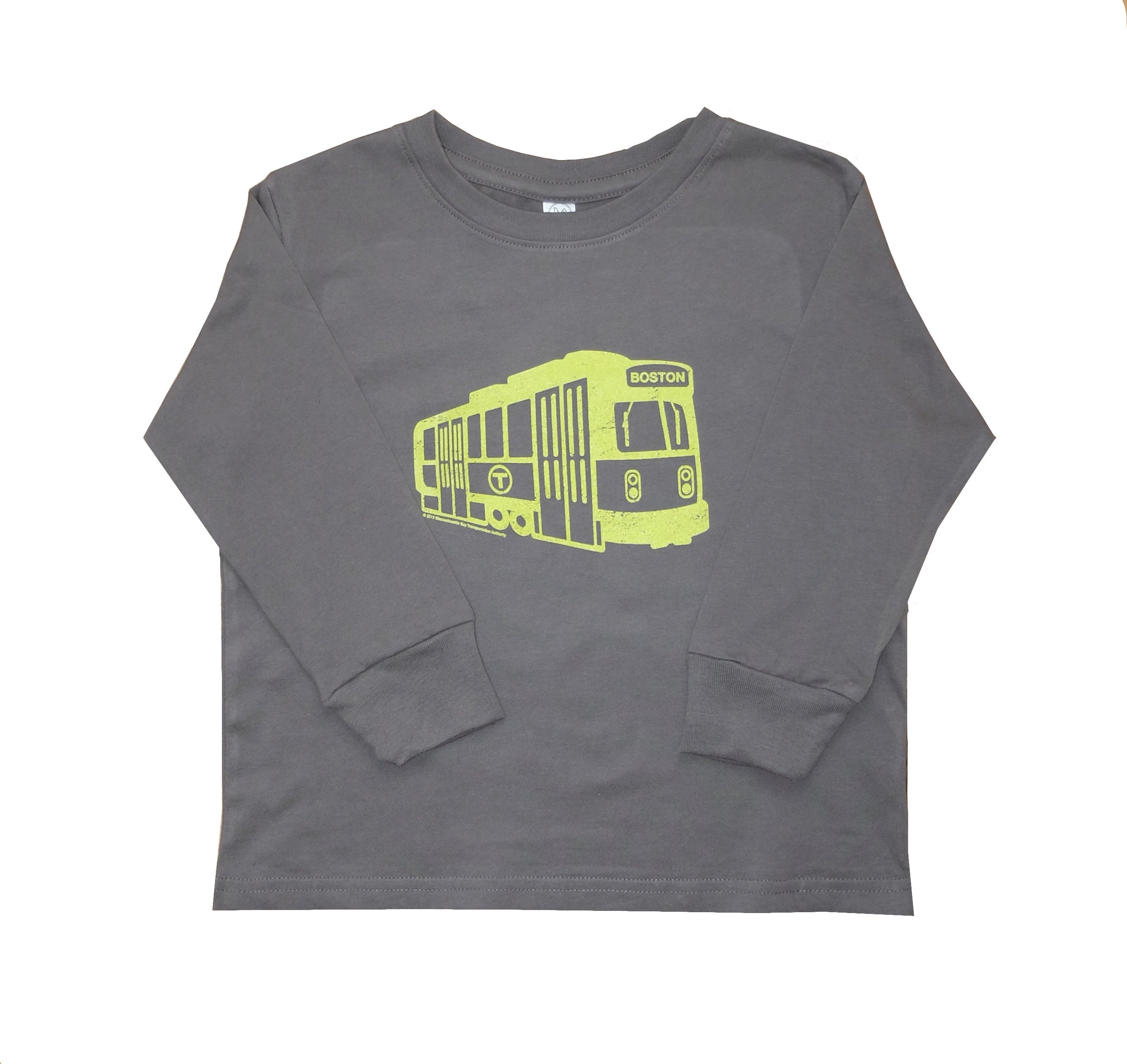 Toddler Boston MBTA Green Line Trolley Long Sleeve Tee - Charcoal