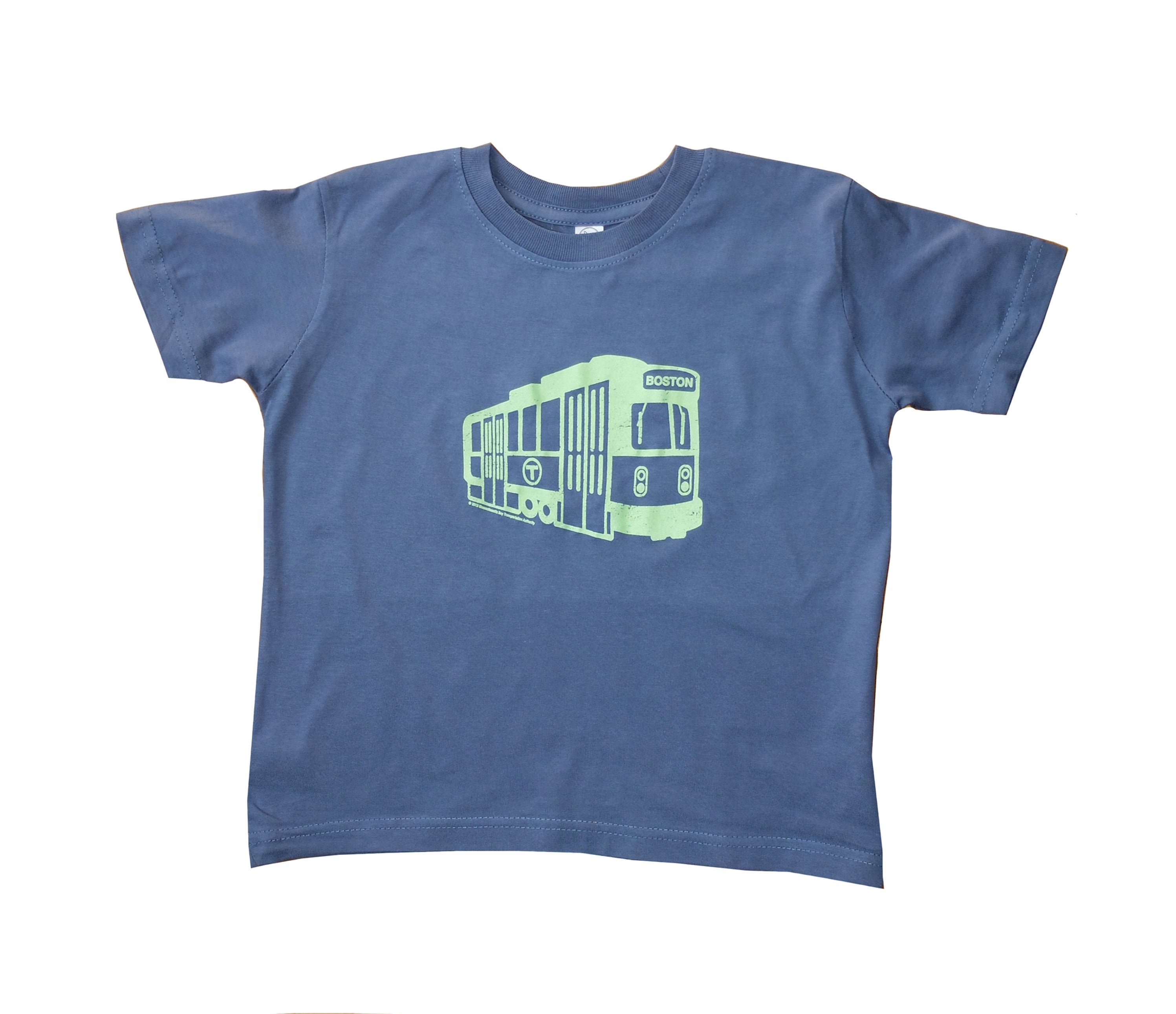 Toddler Boston MBTA Green Line subway trolley tee - indigo blue