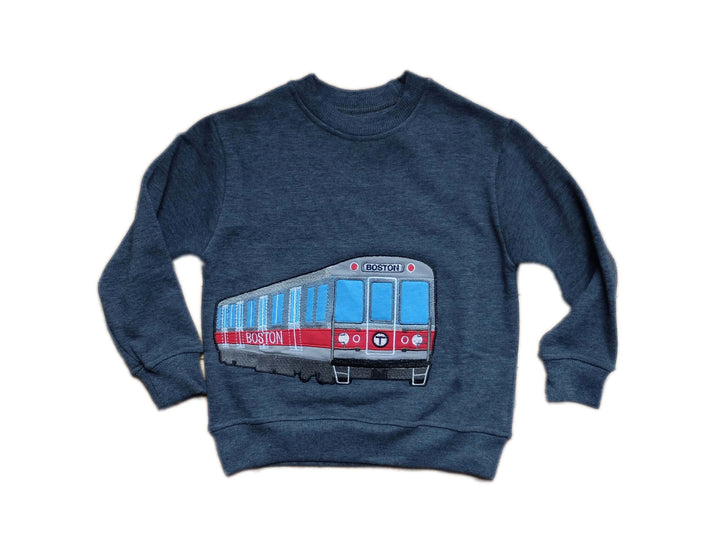 Toddler MBTA Red Line Train Charcoal Grey Applique Sweatshirt