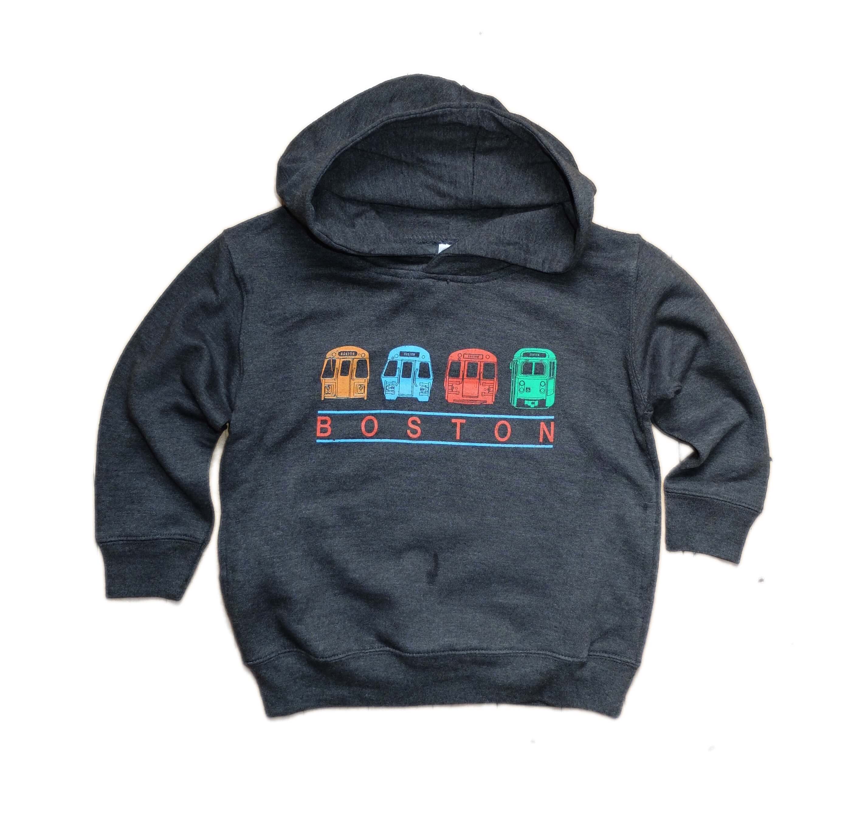 Toddler MBTA Train Banner Hoodie - Heather Charcoal