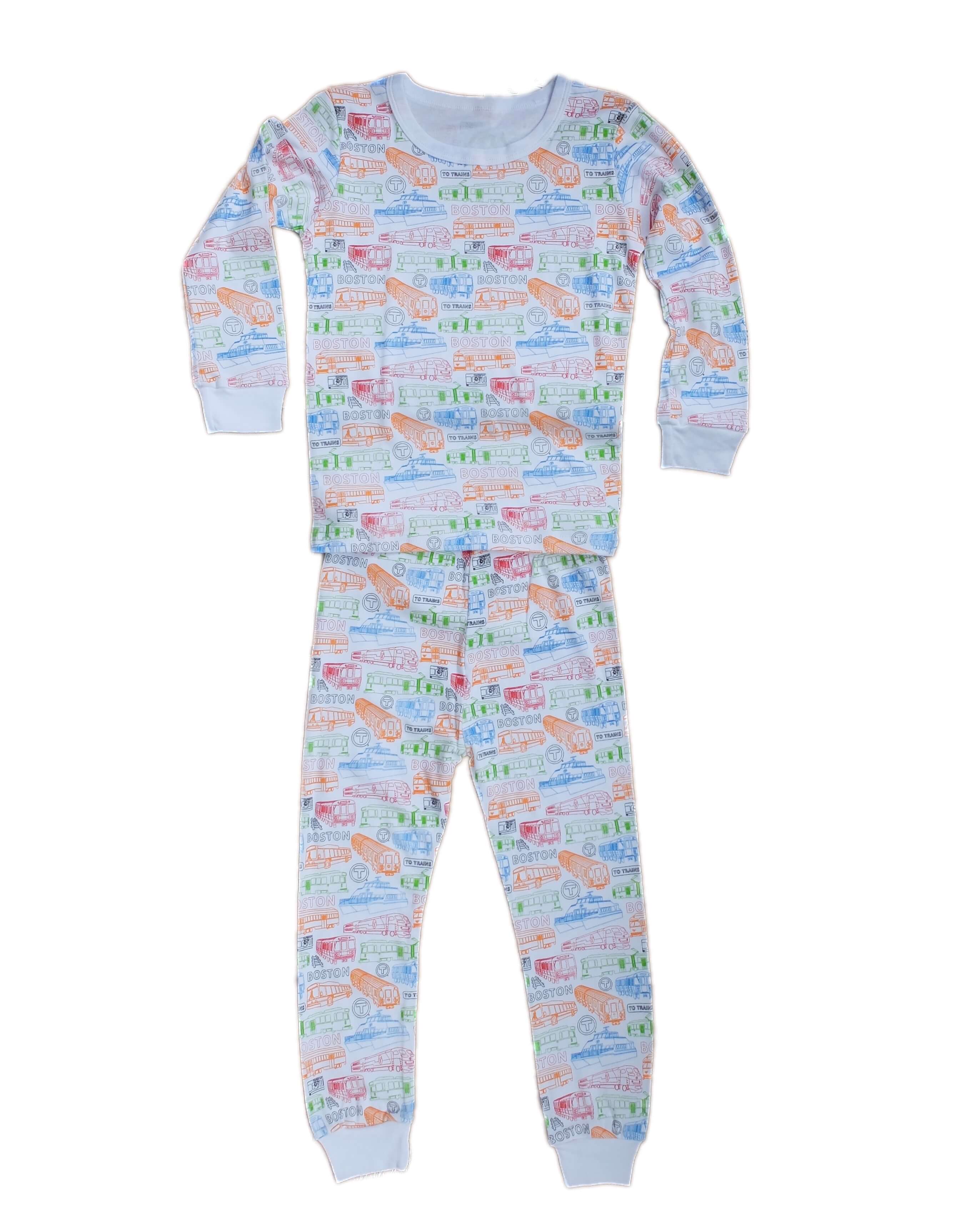 2 piece Boston MBTA Transit Themed Pajamas for toddler children
