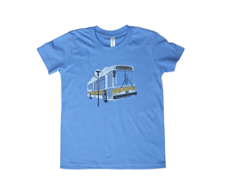 Youth Boston MBTA Bus T-shirt - Heather Columbia Blue